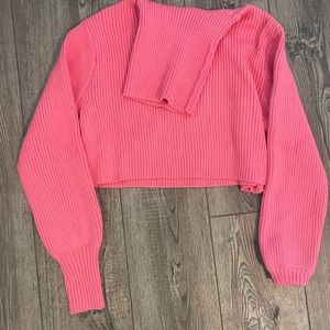 neon pink cropped turtleneck sweater size xs